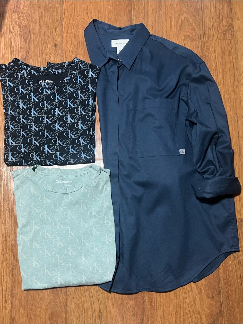 Calvin Klein Navy Button-up and T-shirt Bundle